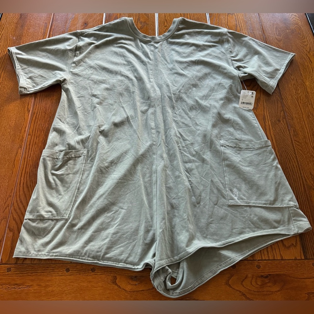 NWT Free People FP Movement Hot Shot Tee Romper Sage Stone